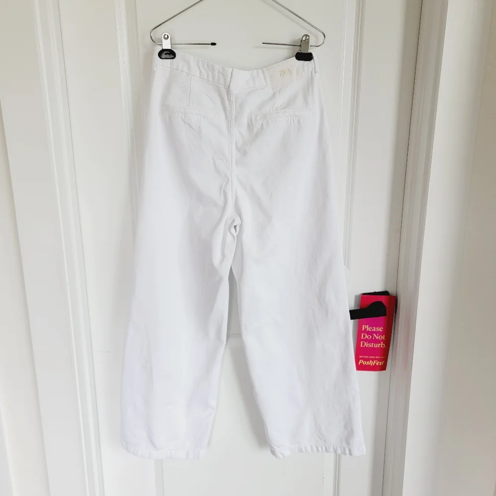 Zara 1975 Crisp White Cropped Ankle-length Denim Jeans Sz US 6 / EU 38 - Picture 2 of 11